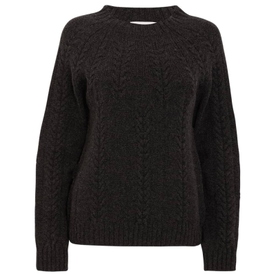 Wroxton Cable Lambswool Sweater Charcoal - British Made