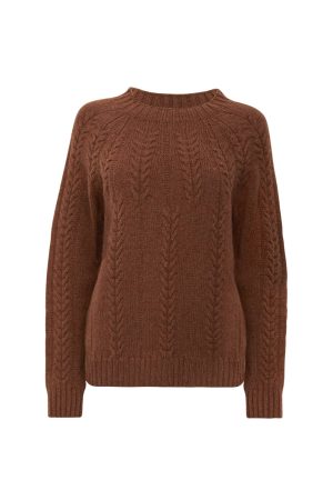 Wroxton Cable Lambswool Sweater Hazelnut - British Made