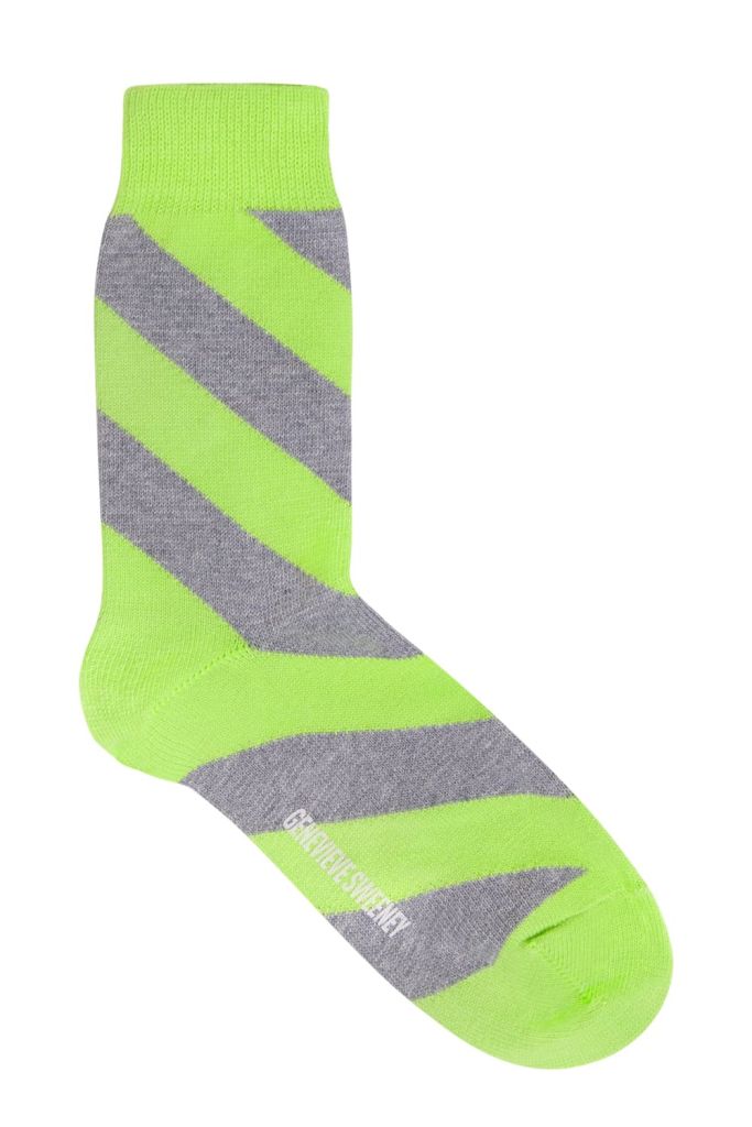Serora Cotton Stripe Socks Lime - British Made