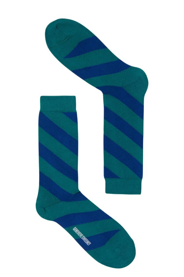 Serora Cotton Stripe Socks Teal - British Made 2
