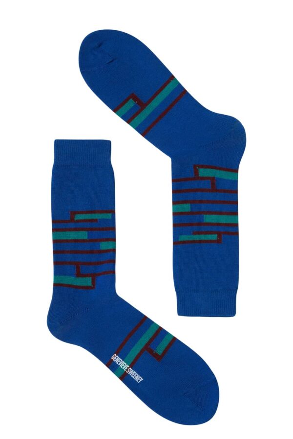 Sette Cotton Stripe Socks Blue - British Made 2