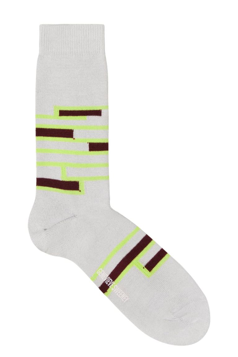 Sette Organic Cotton Stripe Socks Putty White - British Made