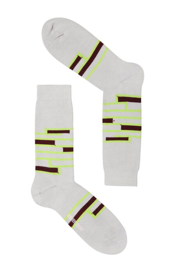 Sette Organic Cotton Stripe Socks Putty White - British Made 3