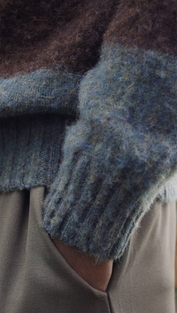 Alford Brushed Wool Stripe Sweater Jade - British Made 2