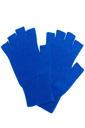 Fingerless Lambswool Gloves Bright Blue - British Made