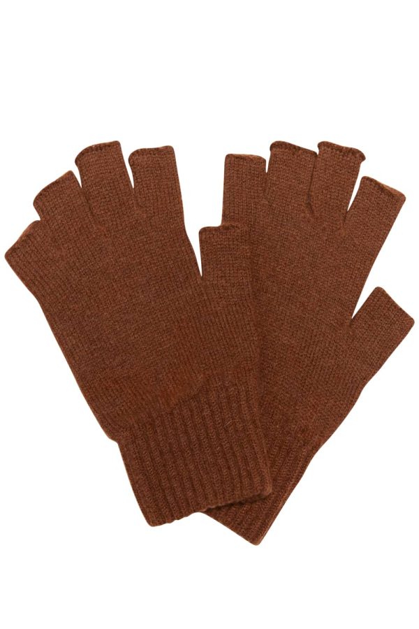 Luxury unisex fingerless lambswool gloves in hazelnut british made