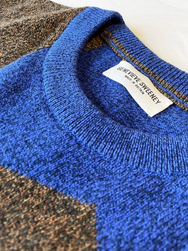 Leyden Geometric Lambswool Sweater Blue - British Made 5