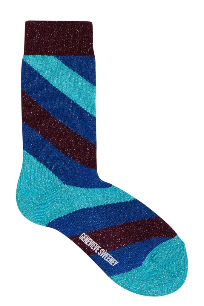 Serora Sparkly Stripe Sock Blue - British Made