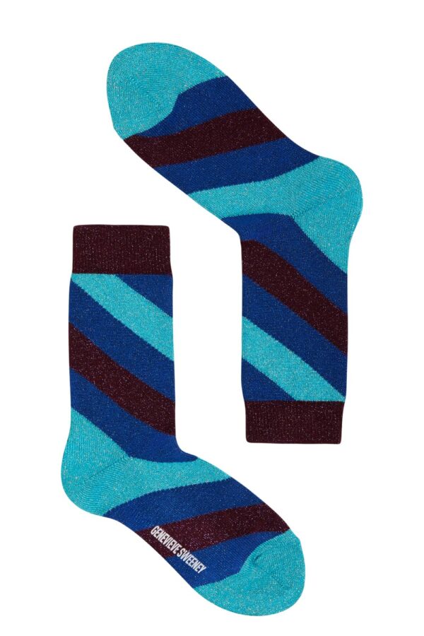 Serora Sparkly Stripe Sock Blue - British Made 2