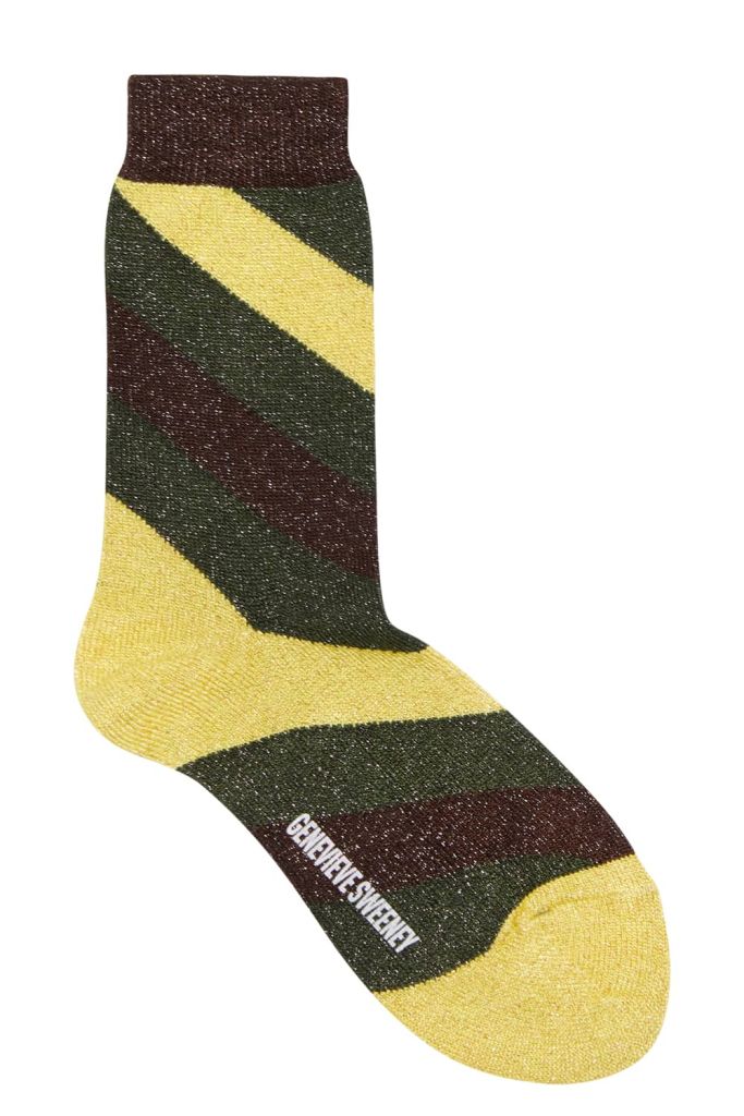 Luxury women's sparkly pink and yellow striped socks - British Made