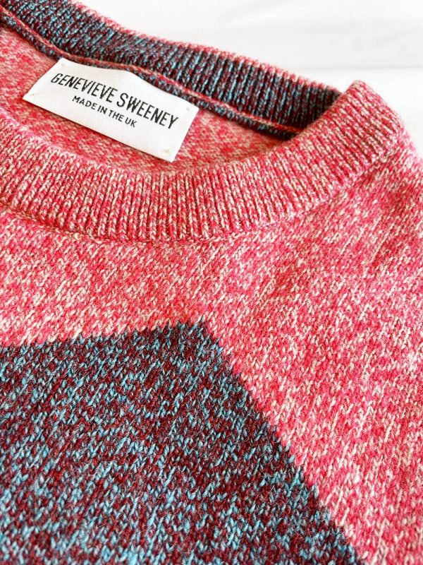 Leyden Geometric Lambswool Sweater Pink - British Made 4