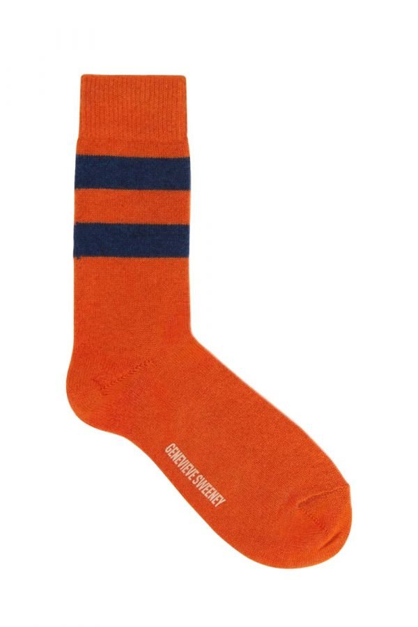 Sasha Cashmere Bed Socks Orange - British Made 5