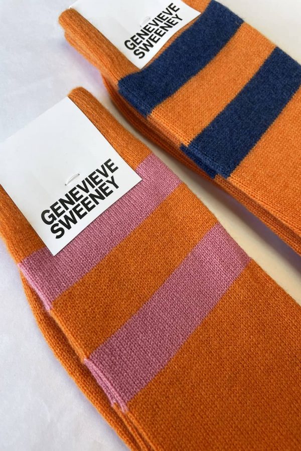 Sasha Cashmere Bed Socks Orange - British Made 8