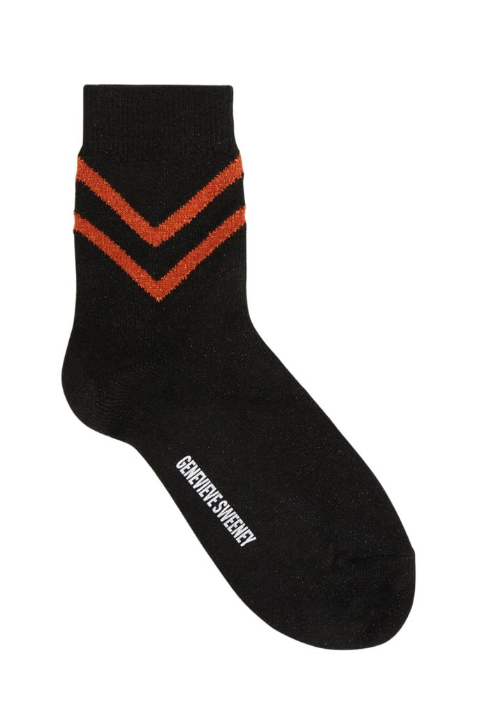 Selina Sparkly Stripe Sock Black - British Made
