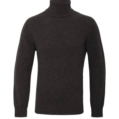 Aden Roll neck Lambswool Sweater Charcoal - British Made