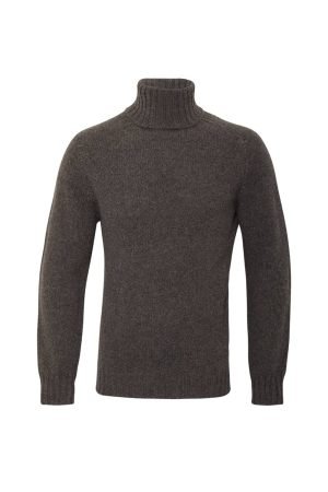 Aden Roll neck Lambswool Sweater Grey - British Made