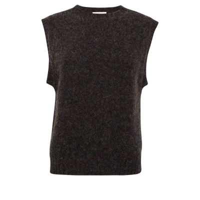Laide Brushed Wool Knitted Vest Charcoal - British Made
