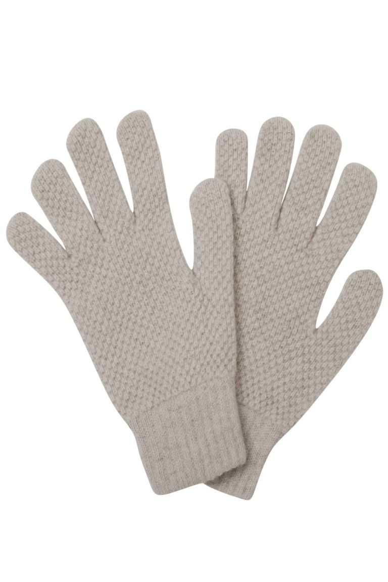 Moss Stitch Lambswool Gloves Clay Melange - British Made