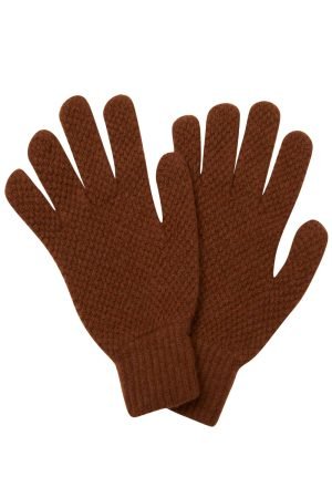 Moss Stitch Lambswool Gloves Hazelnut - British Made