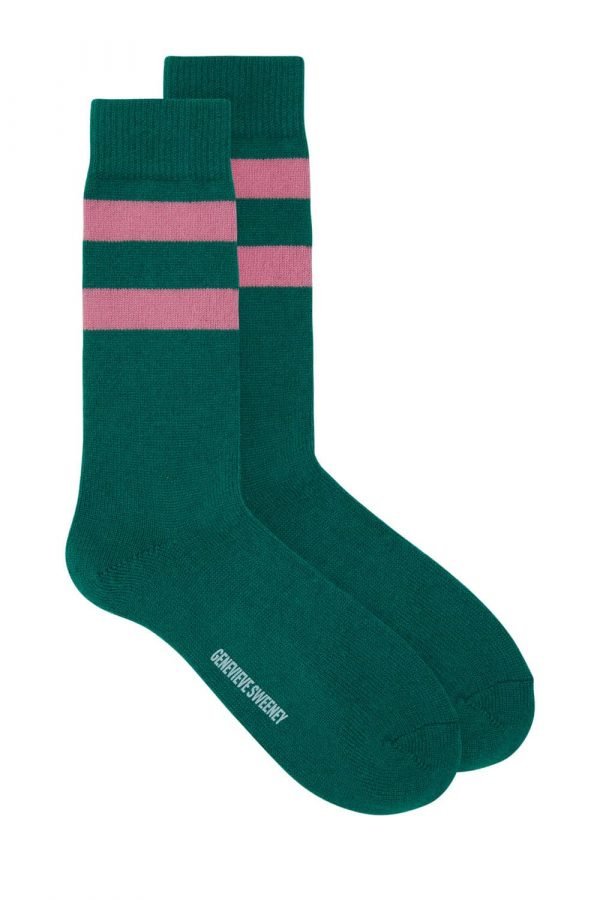 Sasha Cashmere Bed Socks Green - British Made