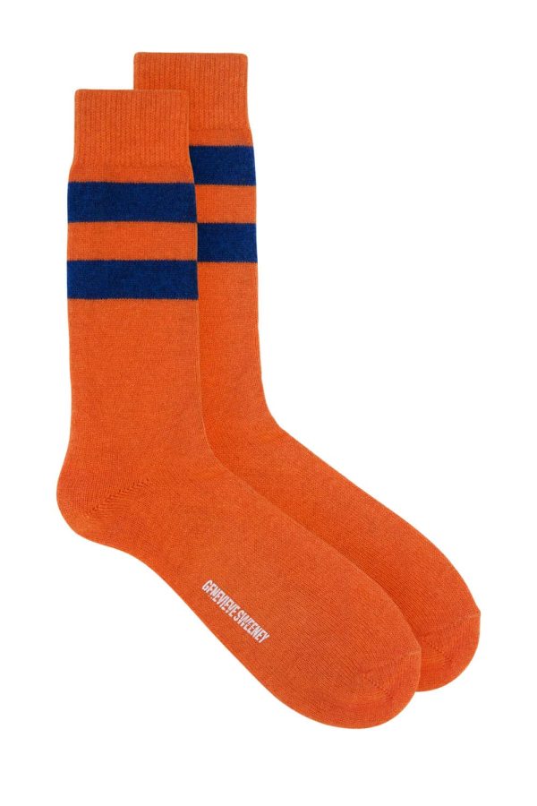 Sasha Cashmere Bed Socks Orange - British Made 3