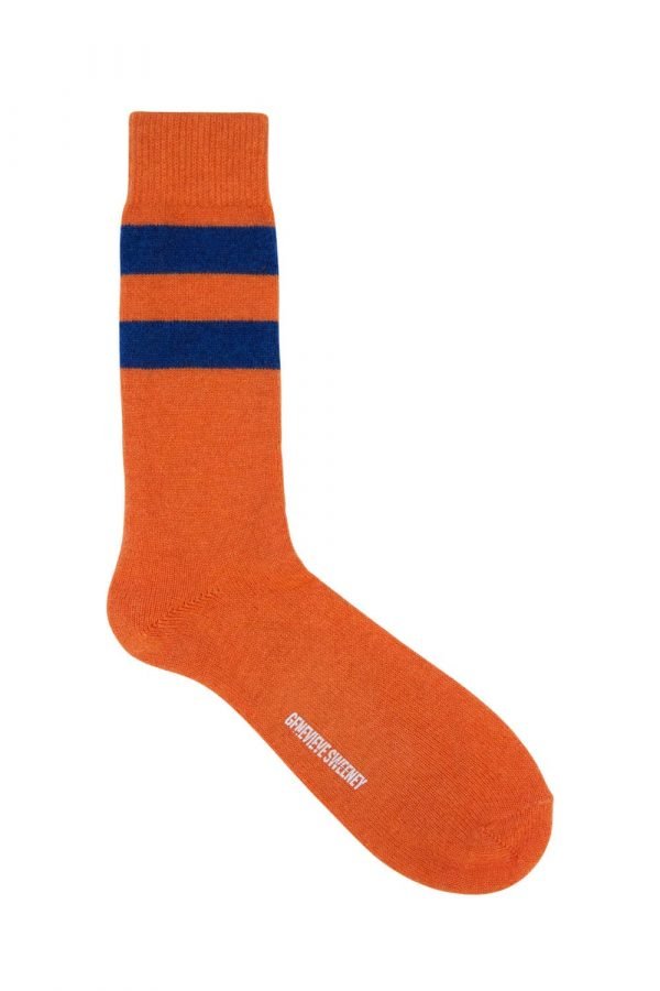 Sasha Cashmere Bed Socks Orange - British Made 6