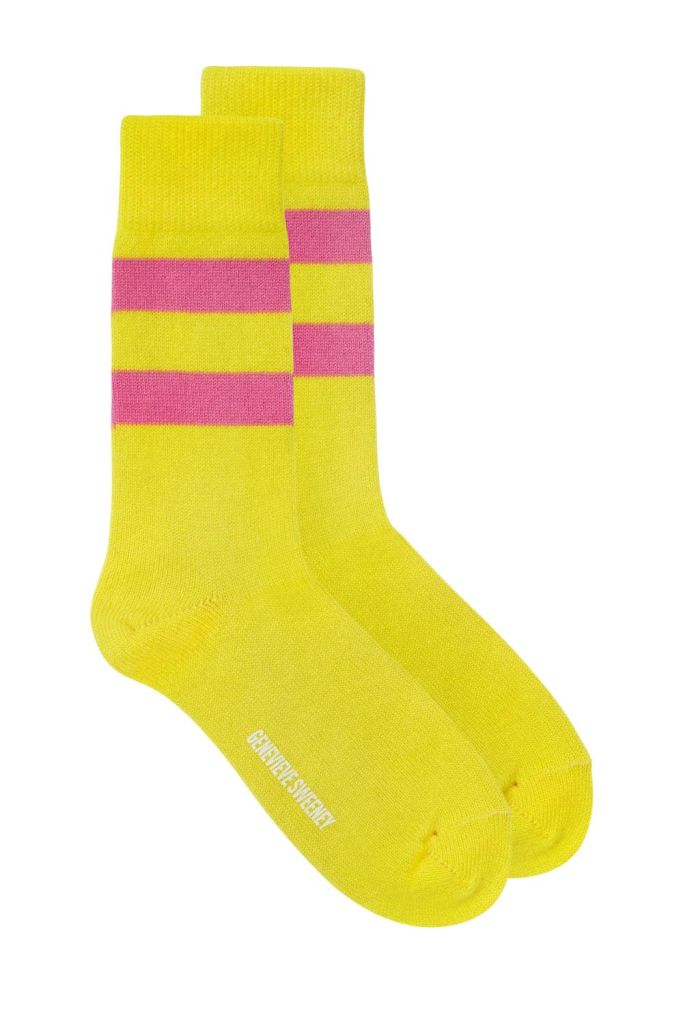 Sasha Cashmere Bed Socks Bright Yellow - British Made