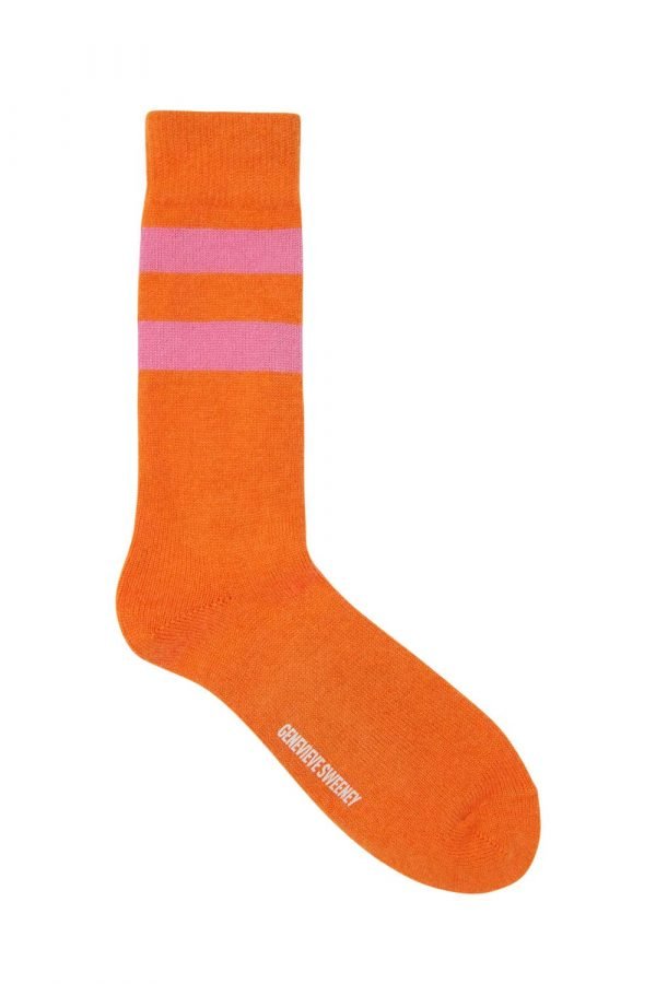 Sasha Cashmere Bed Socks Orange - British Made 5