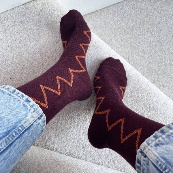 Sia Merino Knee High Socks Burgundy - British Made 2