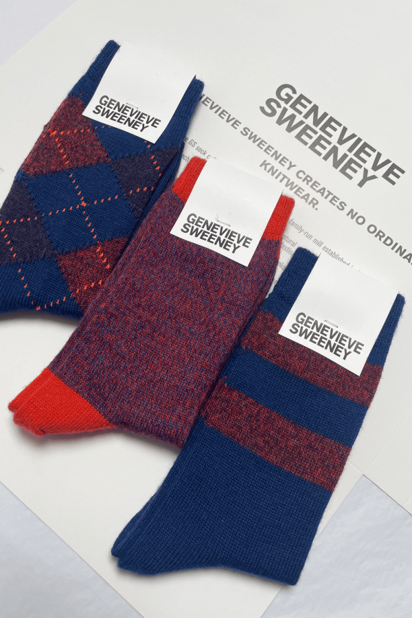 Sock Gift Set Merino Wool Pattern Blue - British Made