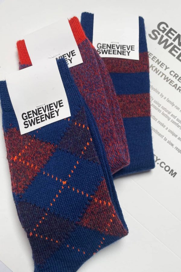 Sock Gift Set Merino Wool Pattern Blue - British Made 2
