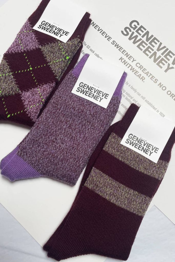 Sock Gift Set Merino Wool Pattern Burgundy - British Made