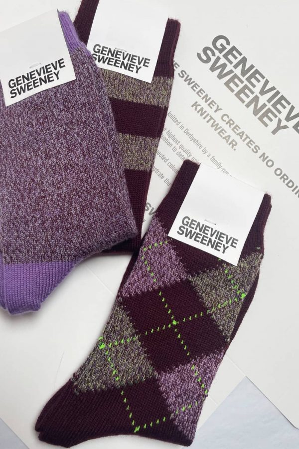 Sock Gift Set Merino Wool Pattern Burgundy - British Made 2