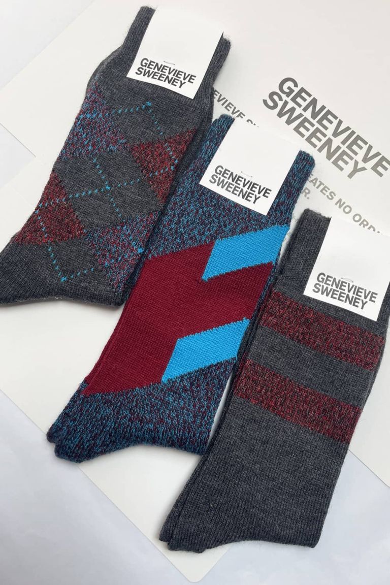 Sock Gift Set Merino Wool Pattern Grey - British Made