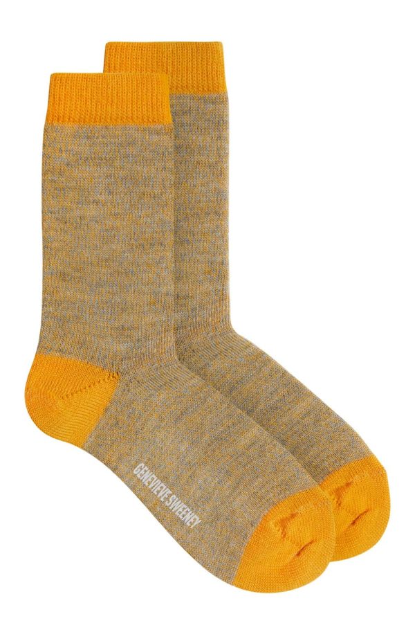 Samar Merino Wool Marl Sock Saffron Yellow - British Made