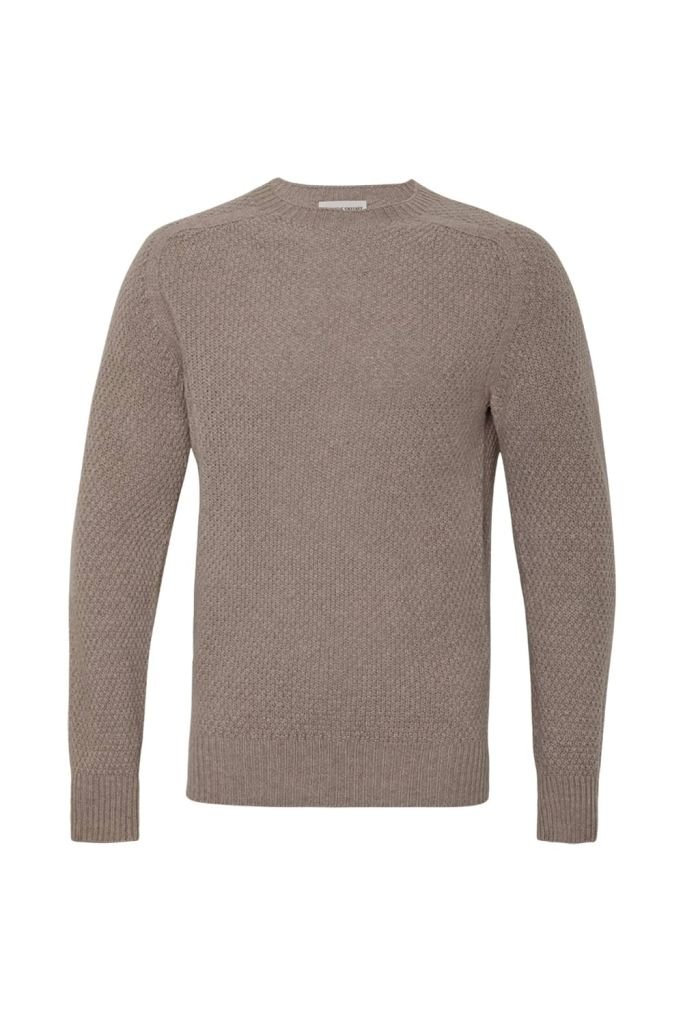 Ednam Moss Stitch Lambswool Sweater Beige - British Made