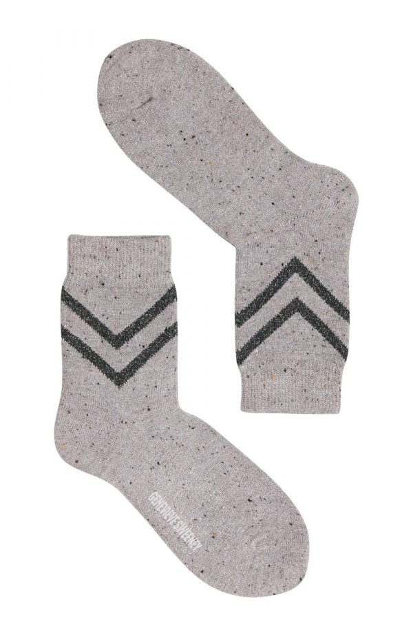Selina Sparkly Stripe Sock Natural Silk Tweed - British Made 2