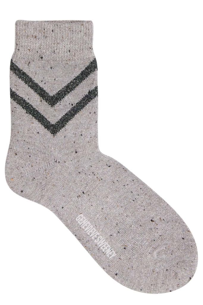 Selina Sparkly Stripe Sock Natural Silk Tweed - British Made