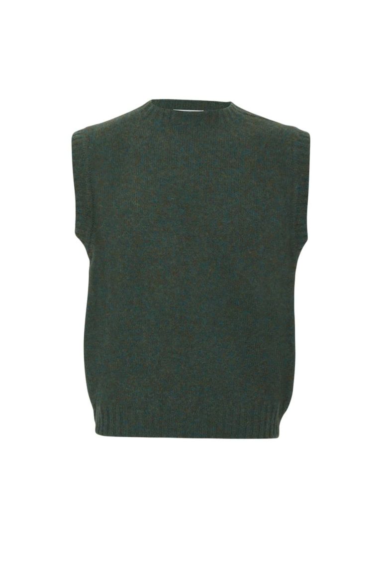 Laide Mens Brushed Wool Knitted Vest Jade - British Made