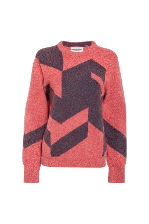 Leyden Geometric Lambswool Sweater Pink - British Made