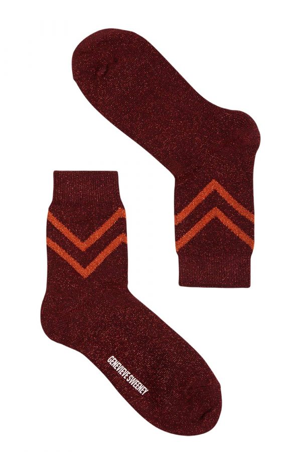 Selina Sparkly Stripe Sock Ruby - British Made 3