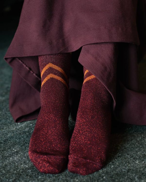 Selina Sparkly Stripe Sock Ruby - British Made 2