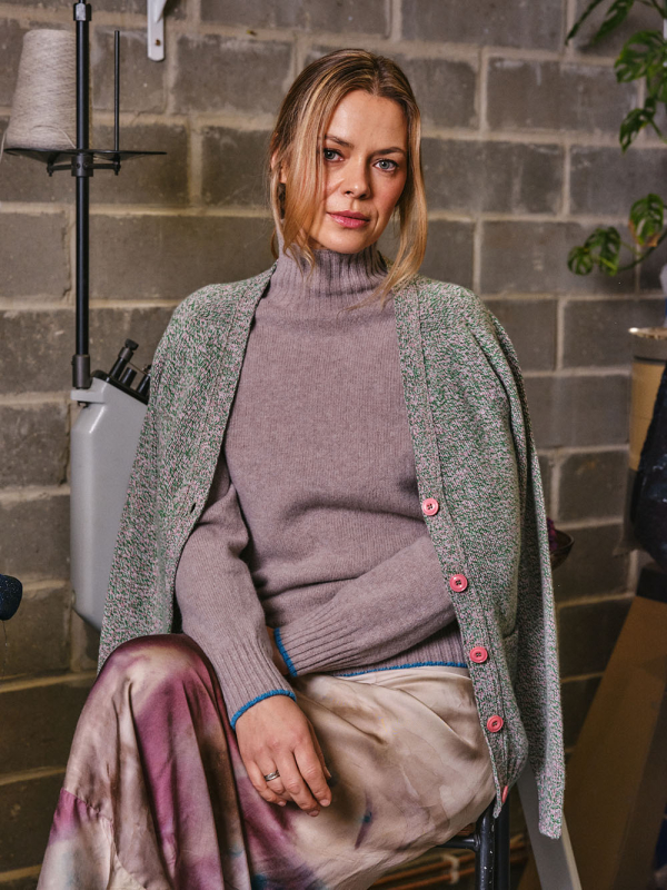 Elsi Lambswool Turtleneck Sweater Beige - British Made 2