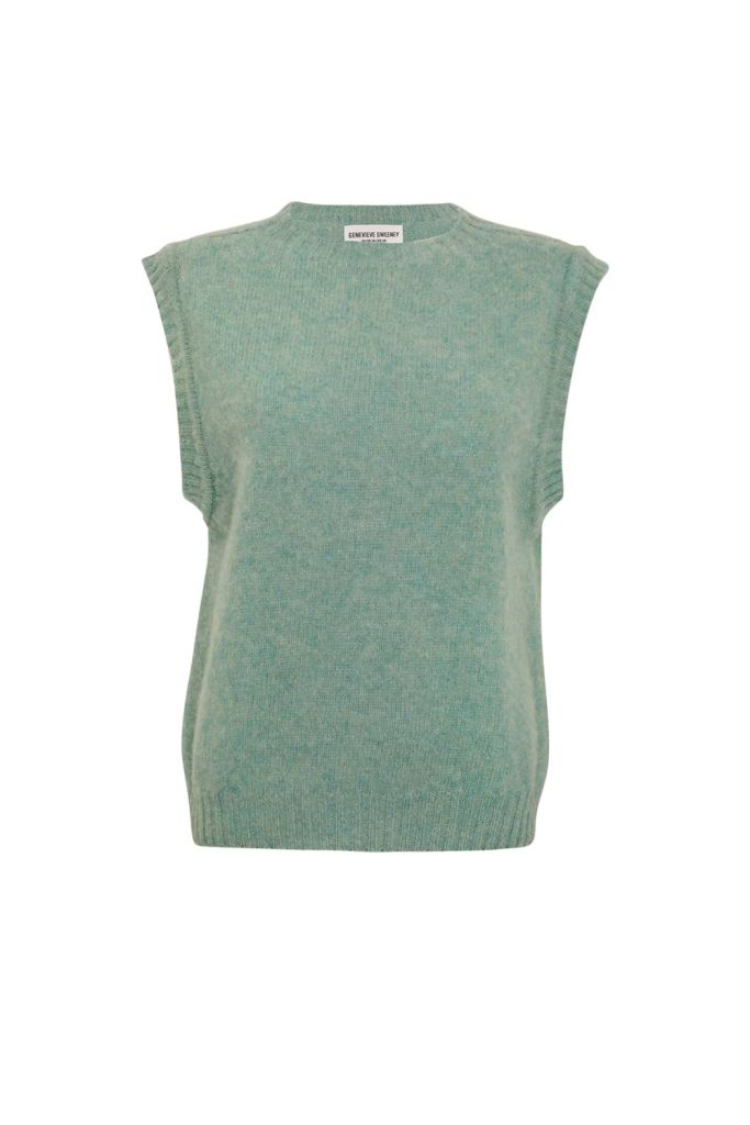 Laide Brushed Wool Knitted Vest Mint - British Made