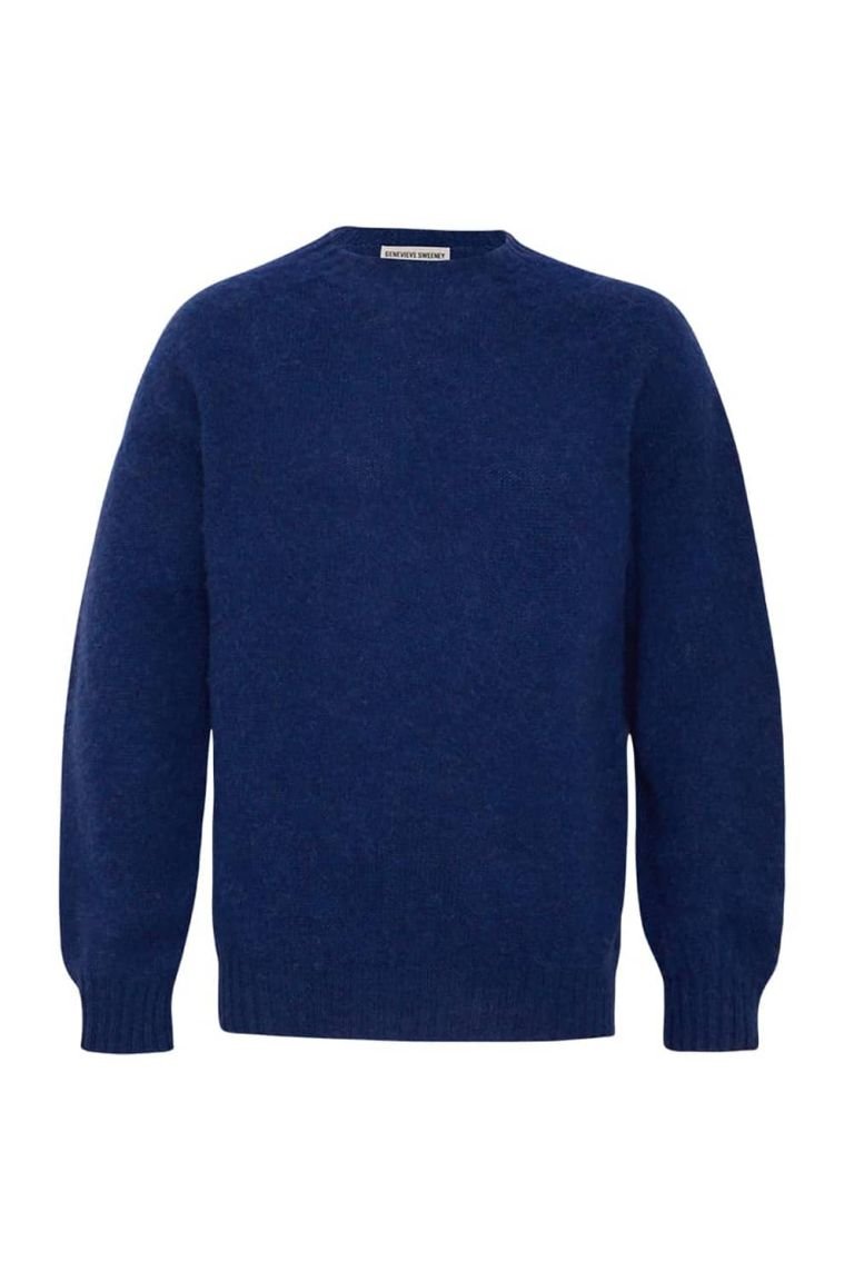 Lunan Brushed Wool Sweater Ocean Blue - British Made