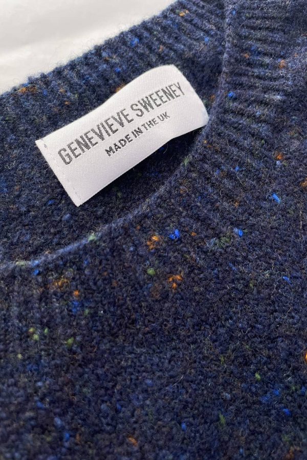Mauden Lambswool Cashmere Sweater Navy - British Made 2