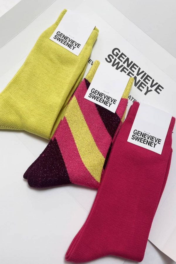 Sock Gift Set Sparkly Cotton Yellow - British Made