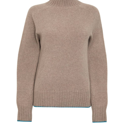 Elsi Lambswool Turtleneck Sweater Beige - British Made