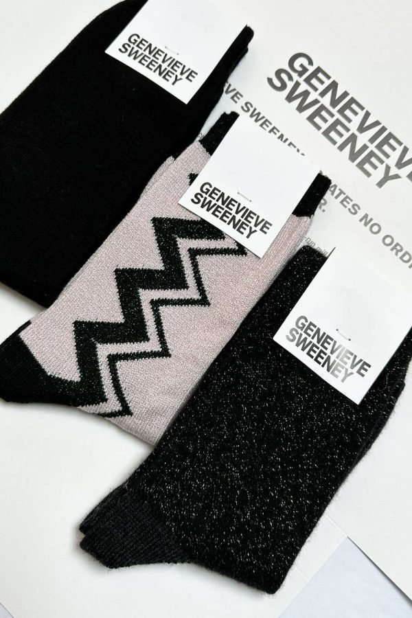 Genevieve Sweeney Sparkly cashmere Lounge Cotton Sock Giftset black