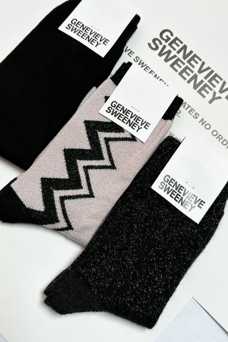 Sock Gift Set Sparkly, Merino Cashmere & Cotton Black - British Made